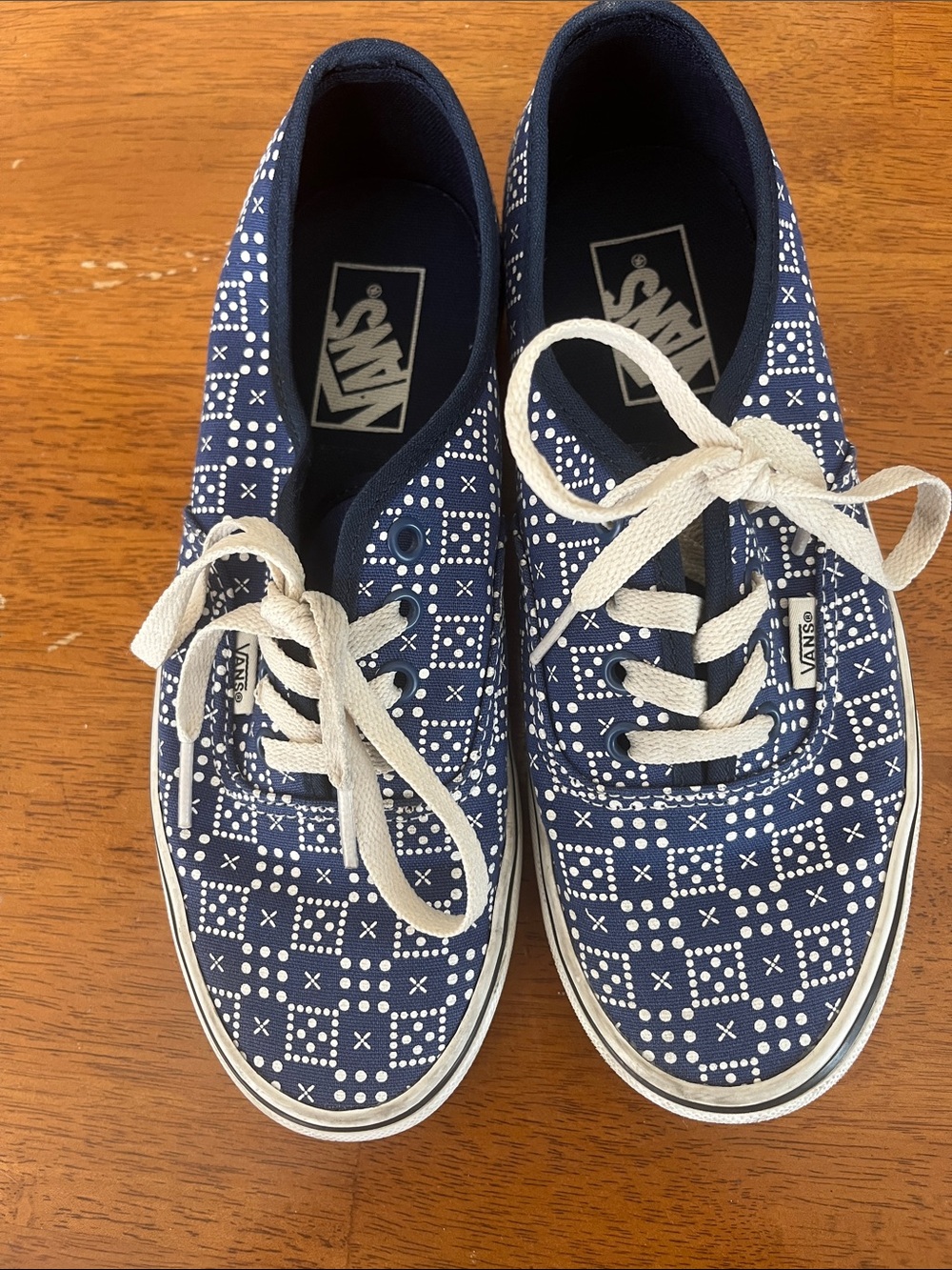 Vans Blue Bandana-Print Low Top Sneakers